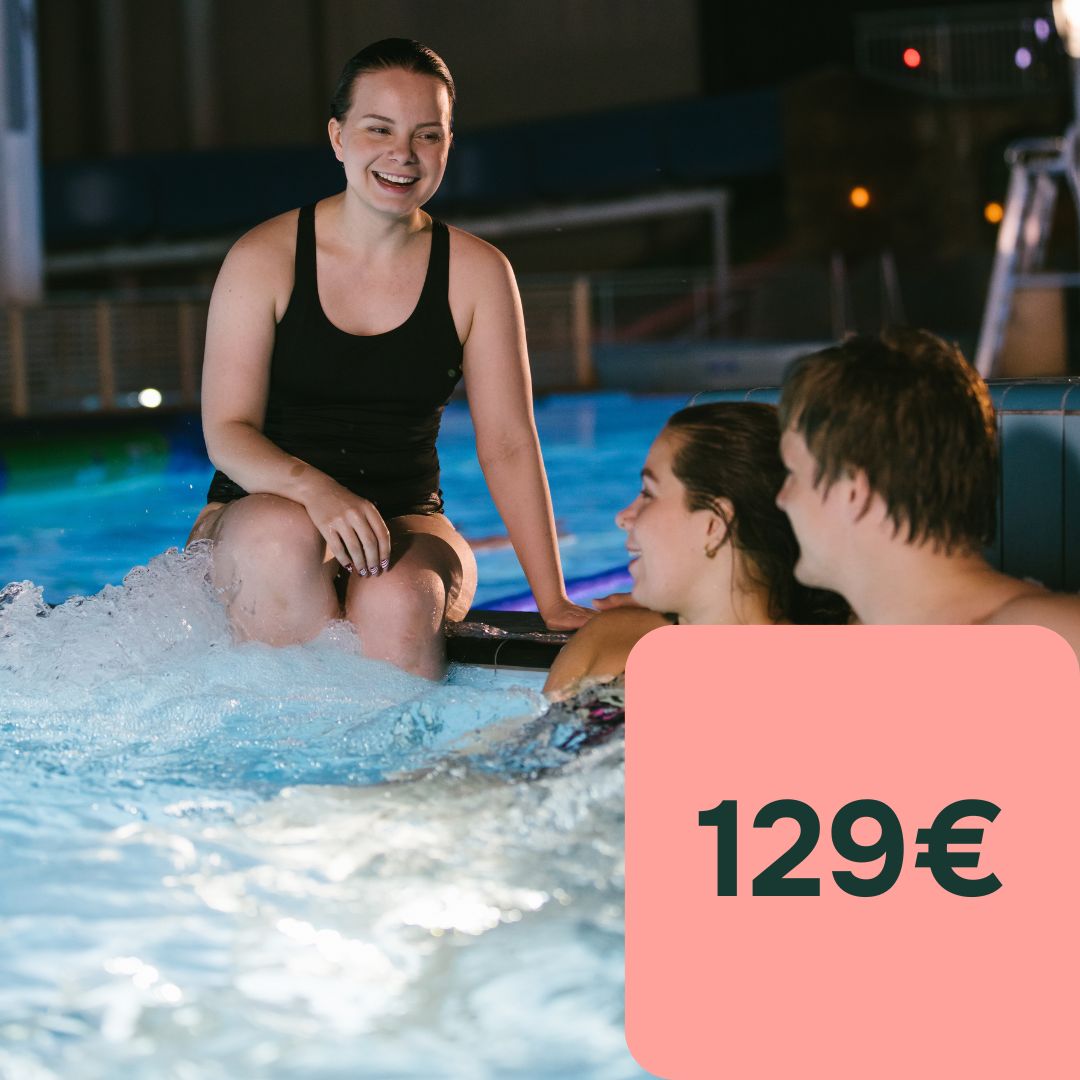 Kimppalippu Vesipuistoon 129€.